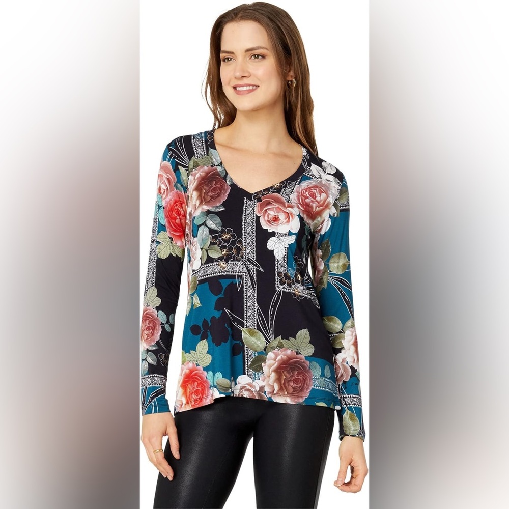 Johnny Was Rosabel Blouse Favorite Long Sleeve T Shirt Floral Size Medium - Picture 8 of 9